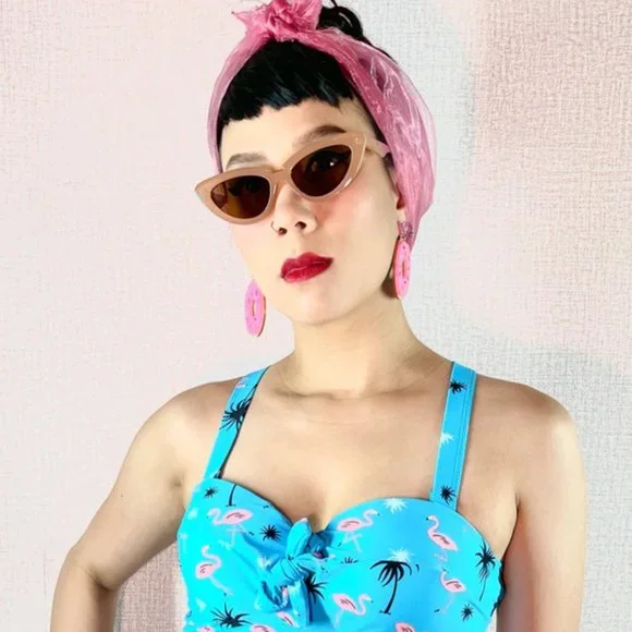 HellcatVixen Lucy Pale Pink Retro Cat eye Vintage Style Pinup Sunglasses - Picture 5 of 9